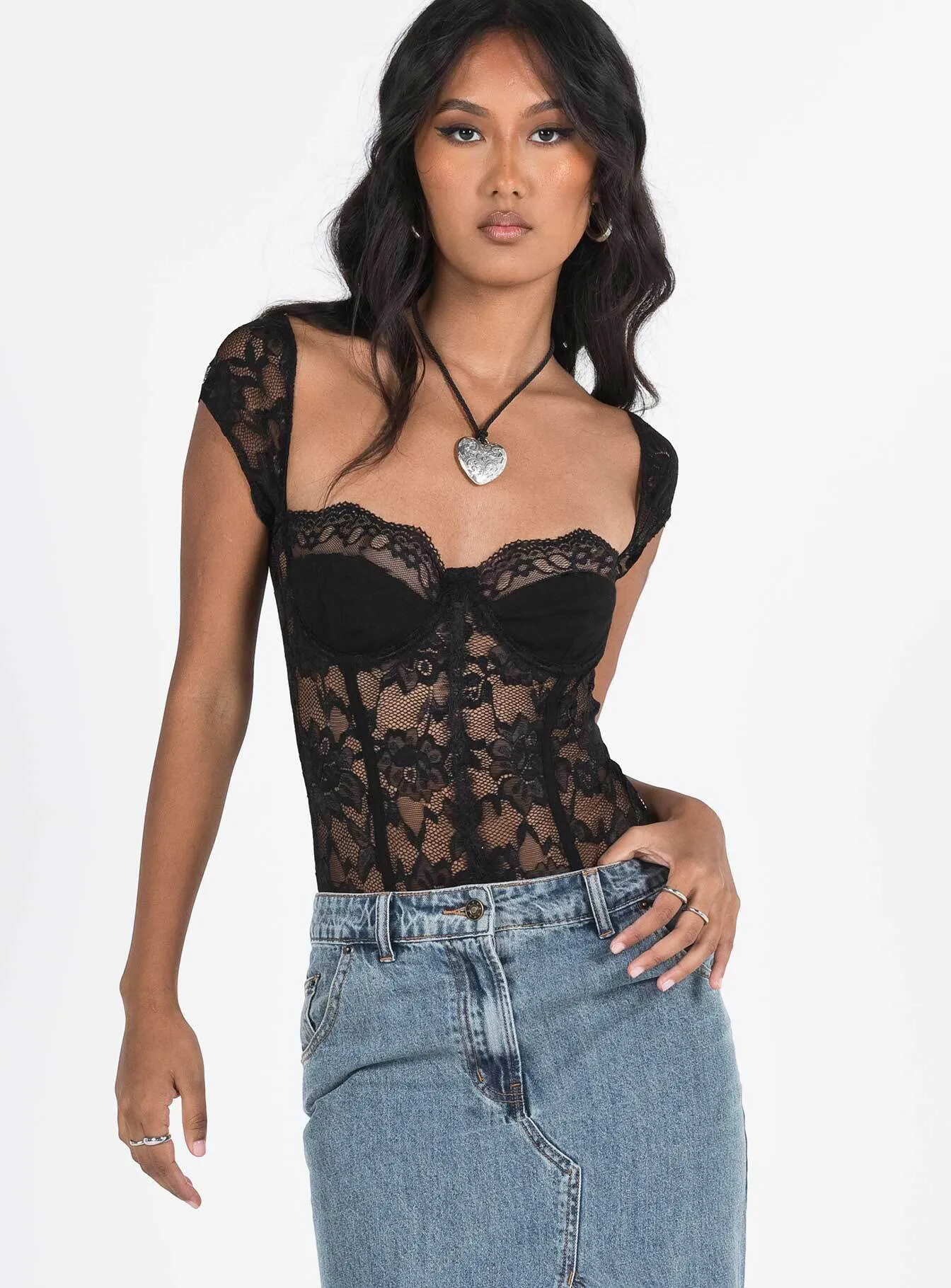 Cadrot Lace Bodysuit Black sold by Princess Polly product image thumbnail 3
