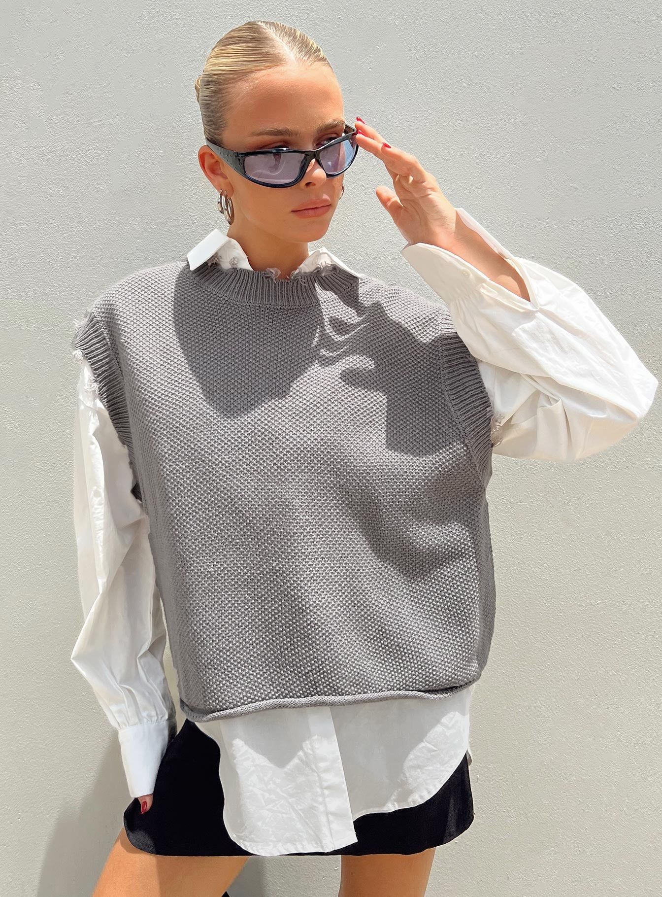 Adler Knit Vest Grey sold by Princess Polly