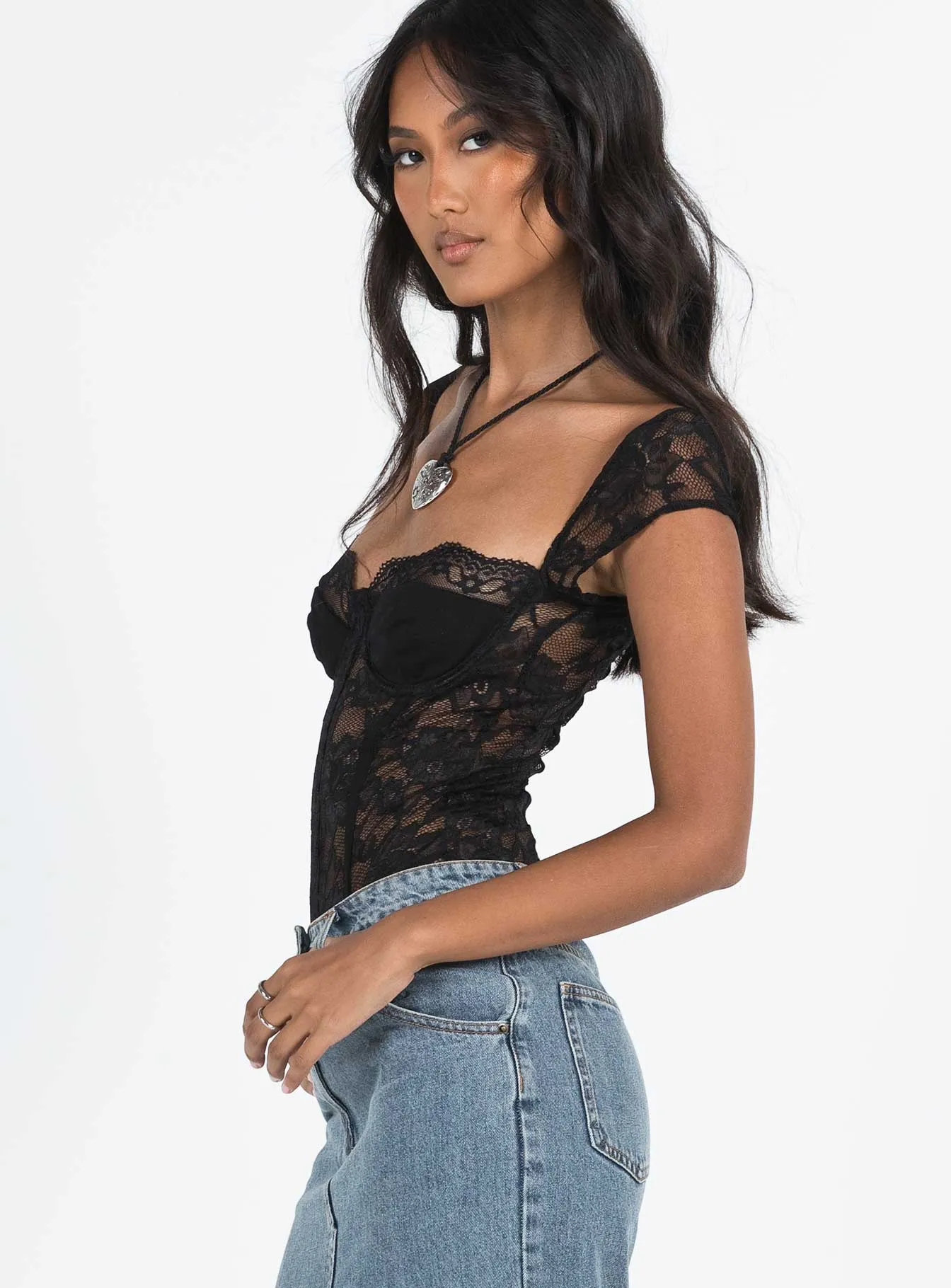 Cadrot Lace Bodysuit Black sold by Princess Polly product image thumbnail 5