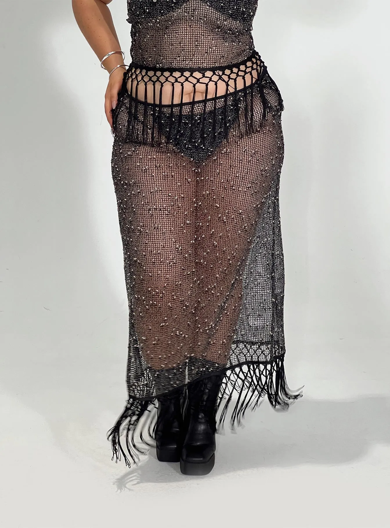 Alnet Maxi Skirt Black Curve sold by Princess Polly