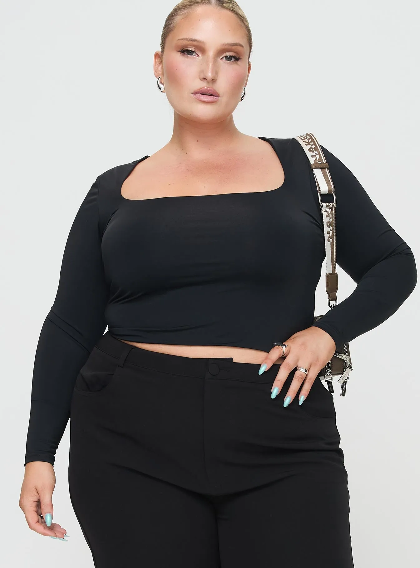 Back In Time Long Sleeve Top Black Curve sold by Princess Polly product image thumbnail 2