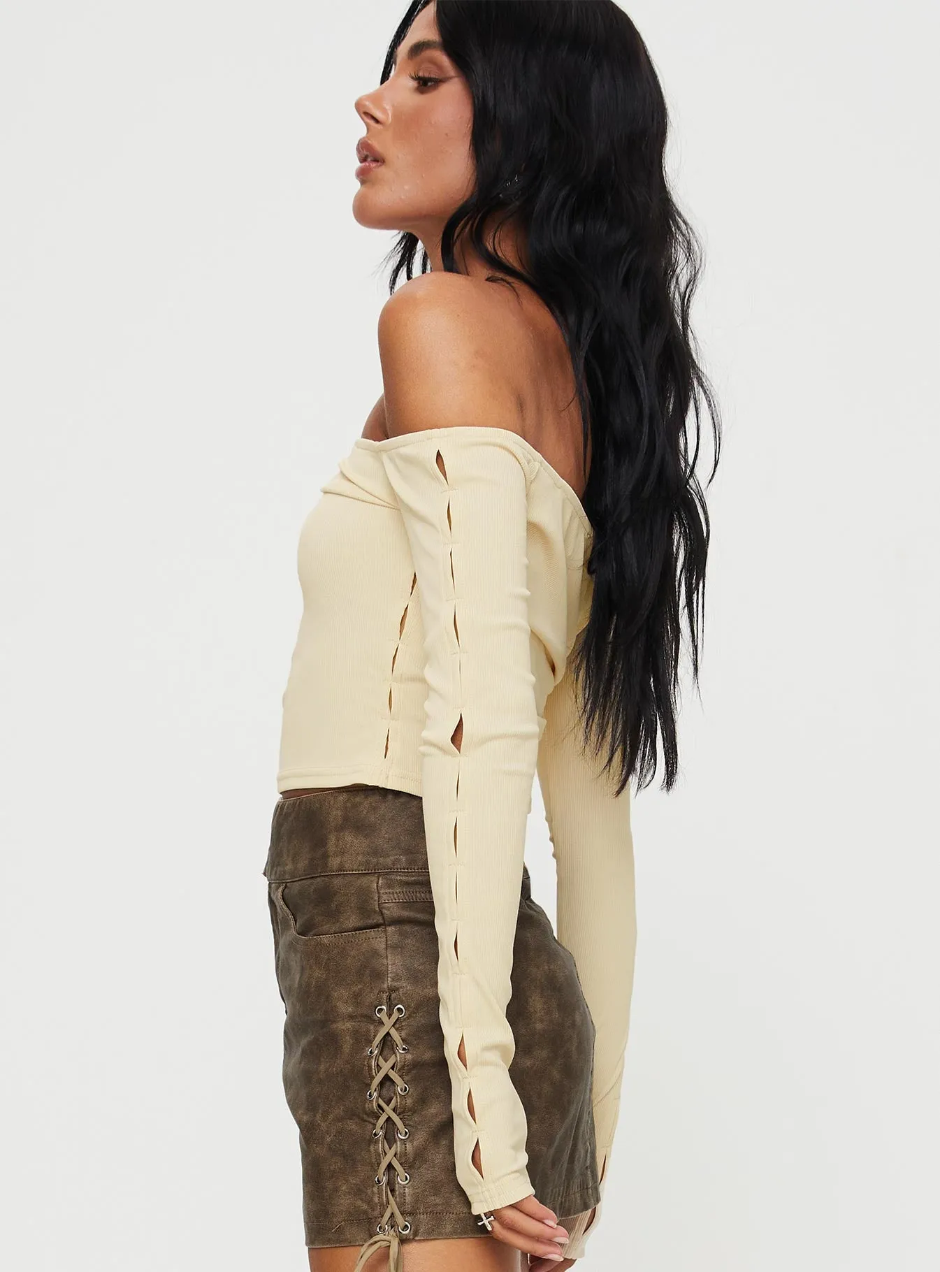 Castano Off The Shoulder Top Beige sold by Princess Polly product image thumbnail 4