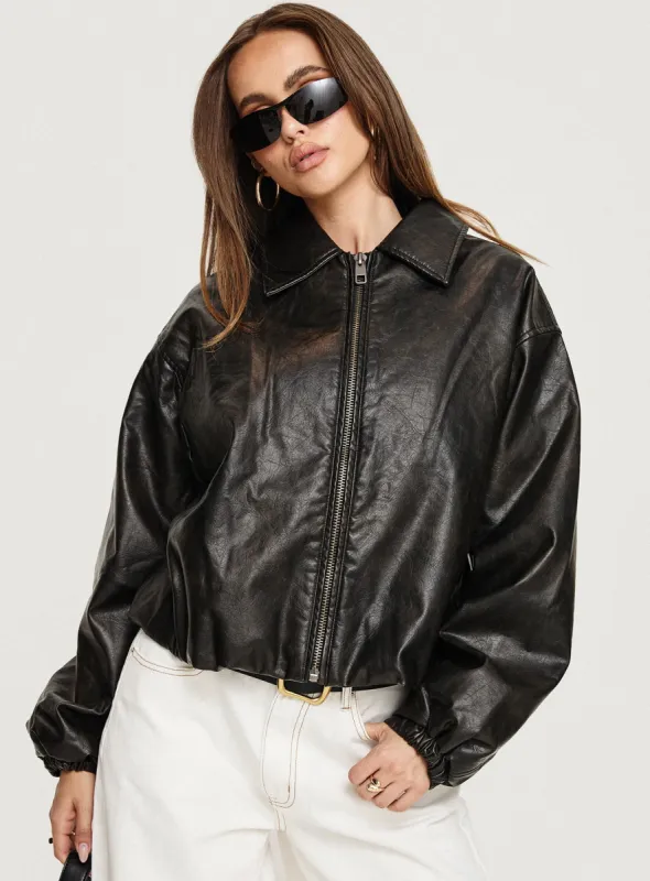 Nirvana Bomber Jacket Onyx sold by Princess Polly