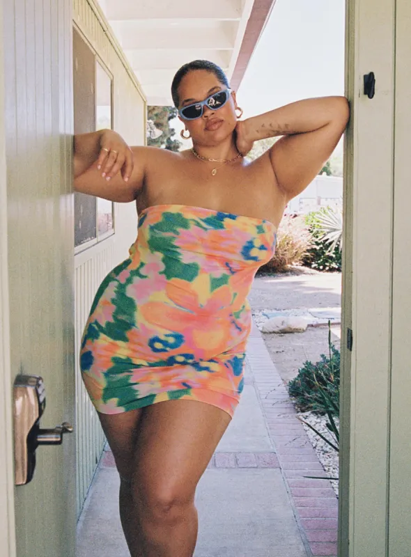 Aquamarine Mini Dress Floral Multi Curve sold by Princess Polly