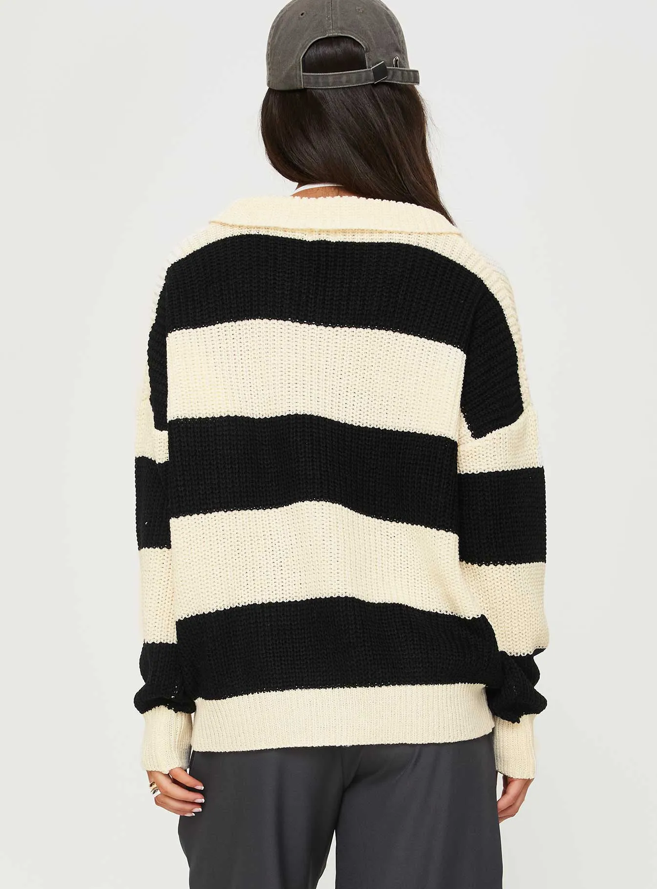 Mild Collared Sweater Cream / Black sold by Princess Polly product image thumbnail 4