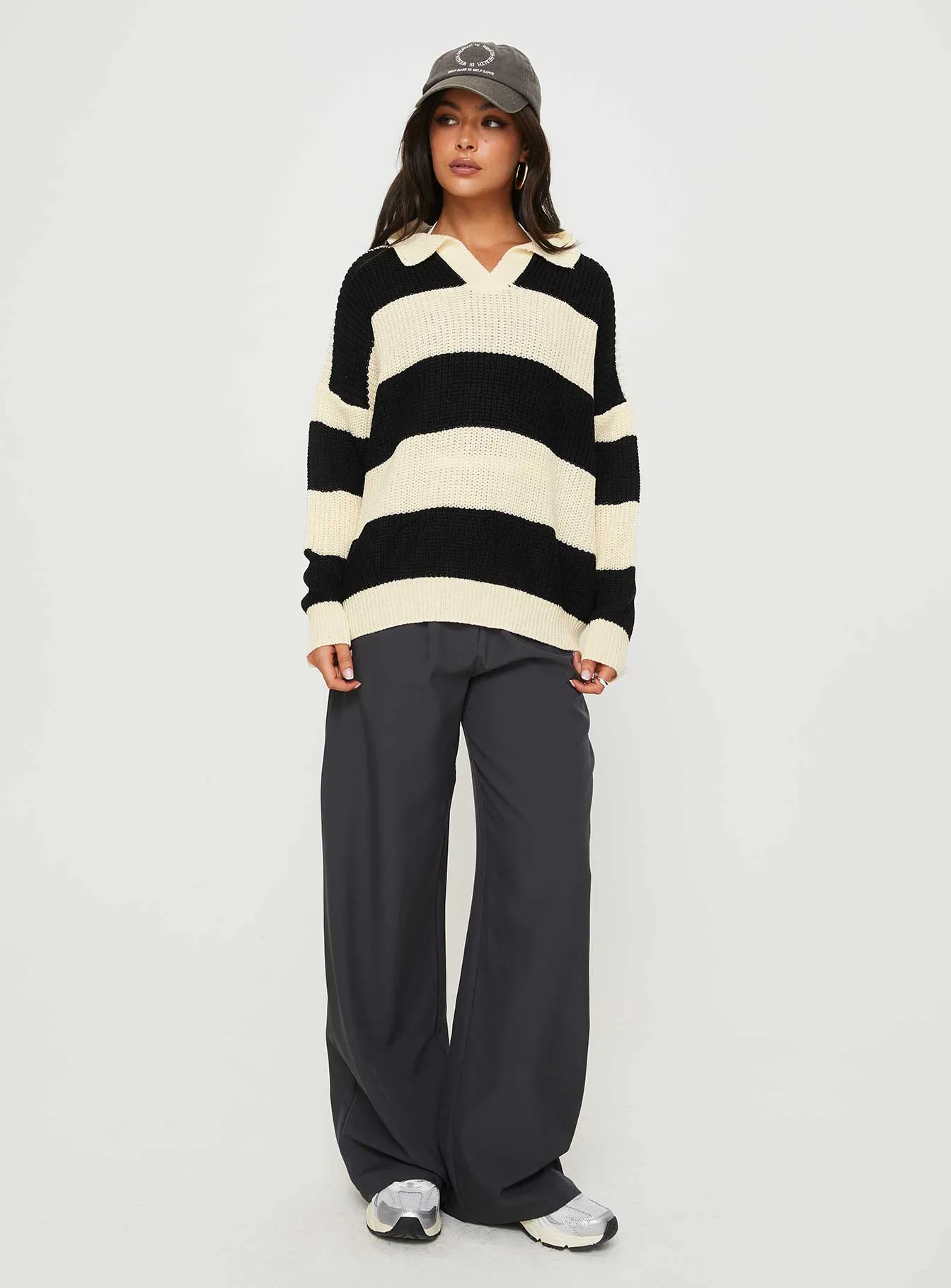 Mild Collared Sweater Cream / Black sold by Princess Polly product image thumbnail 2