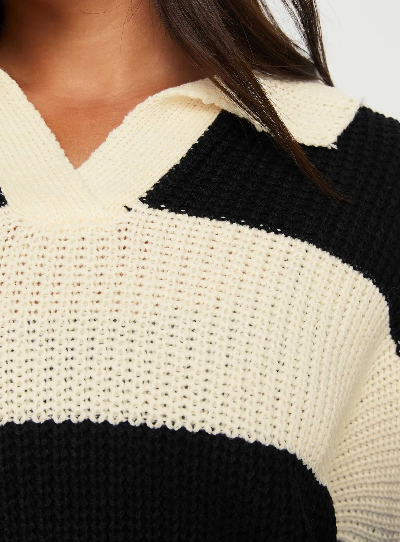 Mild Collared Sweater Cream / Black sold by Princess Polly product image thumbnail 5