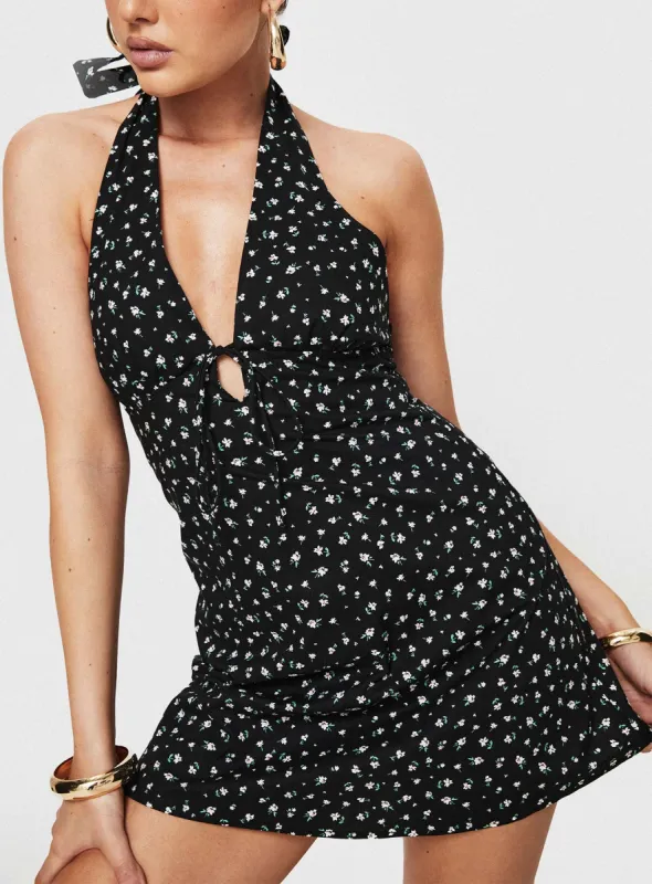 Lanier Mini Dress Black Floral sold by Princess Polly