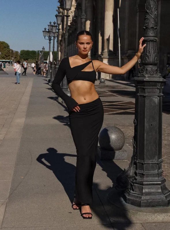 JGR & STN Eve Maxi Skirt Black sold by Princess Polly