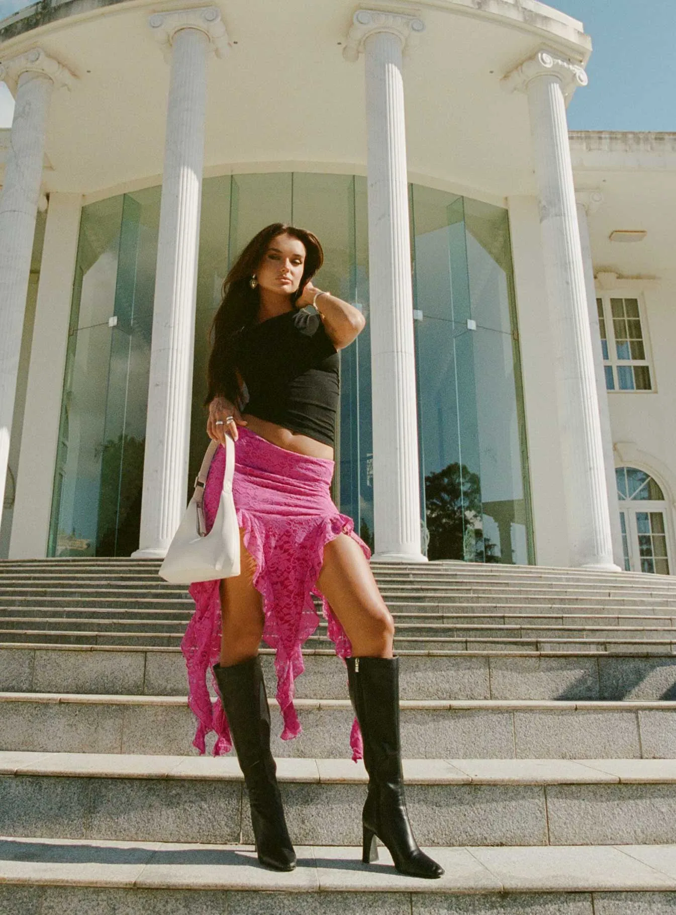 Unconditional Ruffle Midi Skirt Purple sold by Princess Polly product image thumbnail 4