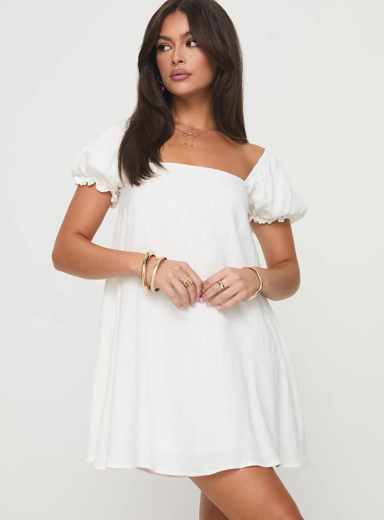 Beyond Linen Blend Mini Dress White sold by Princess Polly product image thumbnail 2