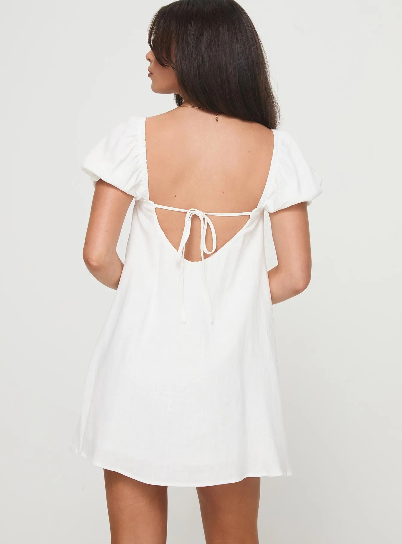 Beyond Linen Blend Mini Dress White sold by Princess Polly product image thumbnail 5