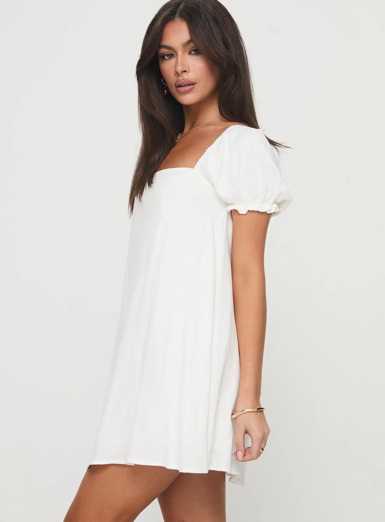 Beyond Linen Blend Mini Dress White sold by Princess Polly product image thumbnail 4