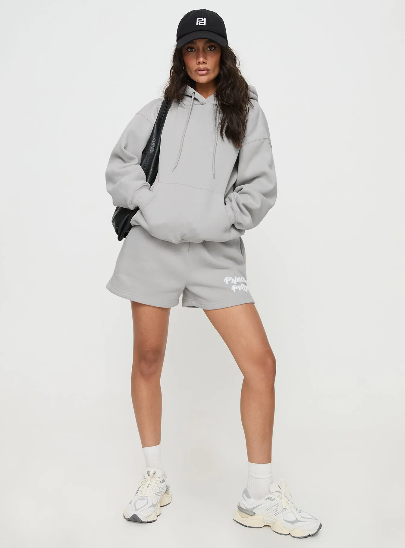 Princess Polly Hooded Sweatshirt Puff Text Grey sold by Princess Polly product image thumbnail 3