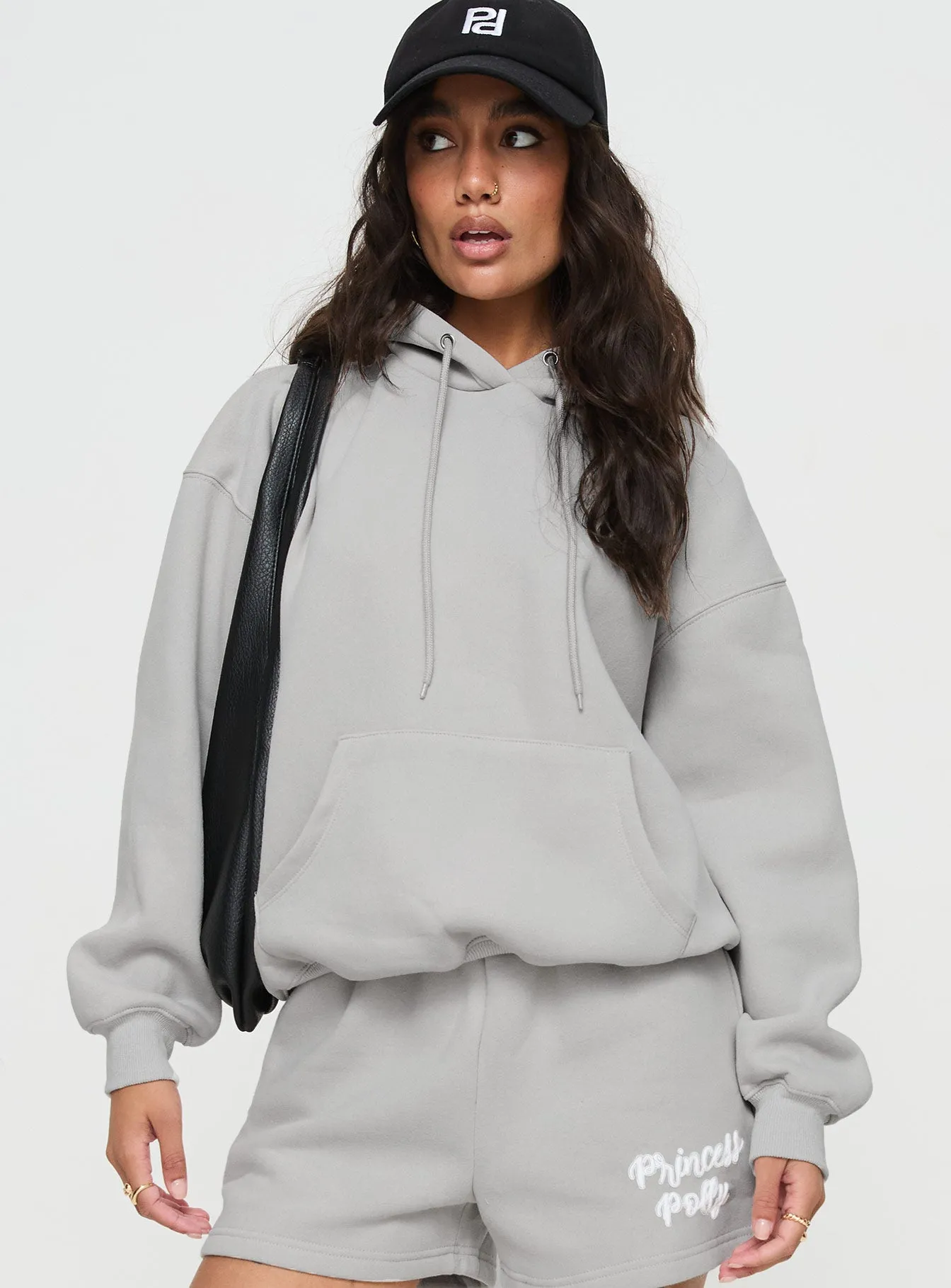 Princess Polly Hooded Sweatshirt Puff Text Grey sold by Princess Polly product image thumbnail 2