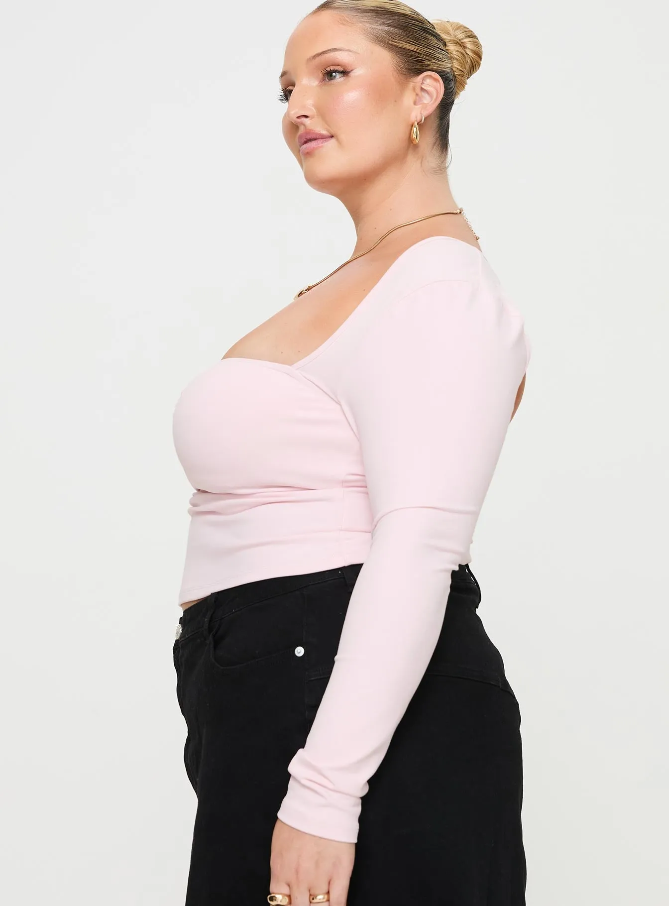 Adella Long Sleeve Top Pink Curve sold by Princess Polly product image thumbnail 4