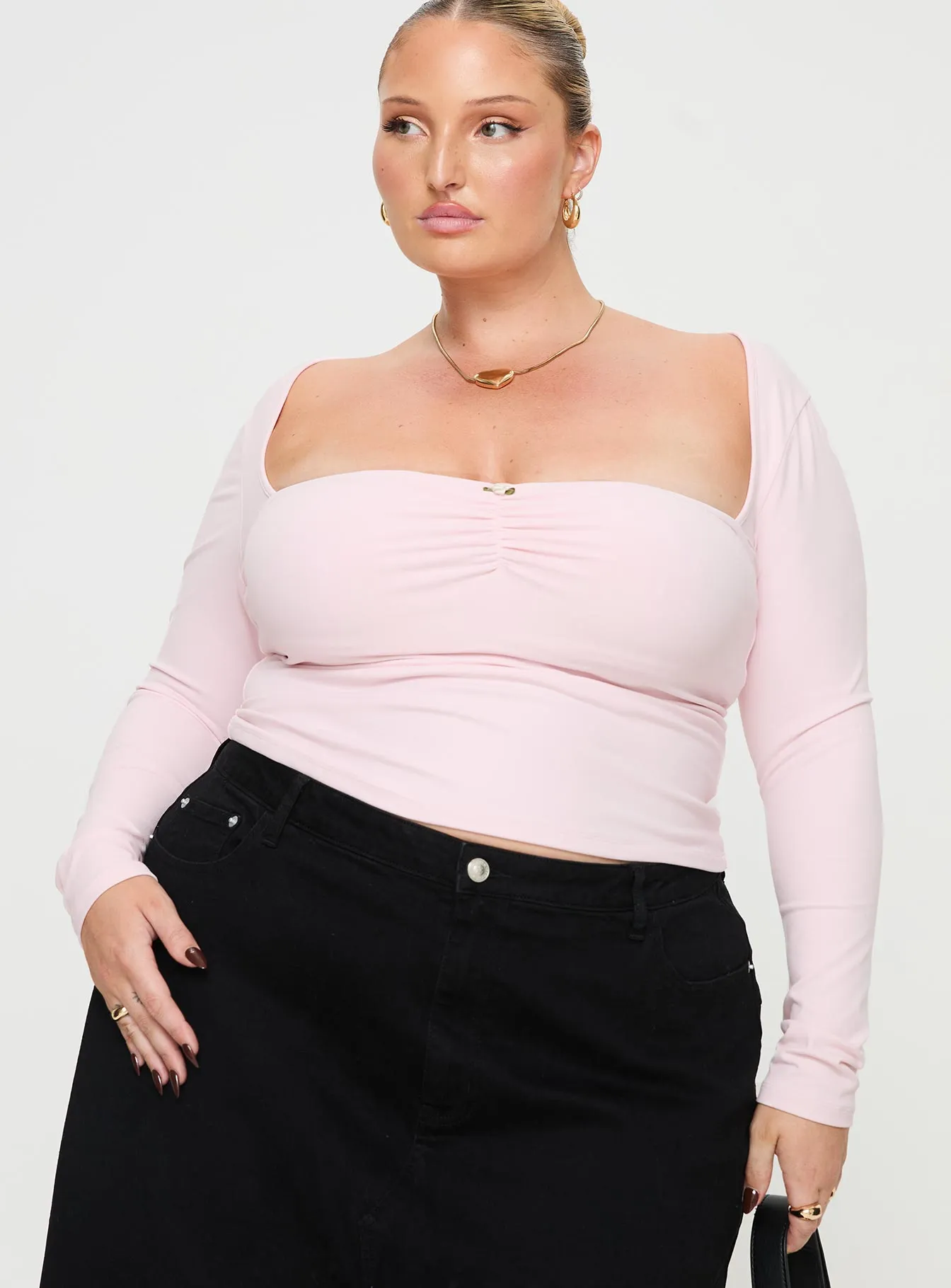 Adella Long Sleeve Top Pink Curve sold by Princess Polly product image thumbnail 2