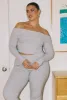 Tagula Off The Shoulder Top Grey Curve sold by Princess Polly