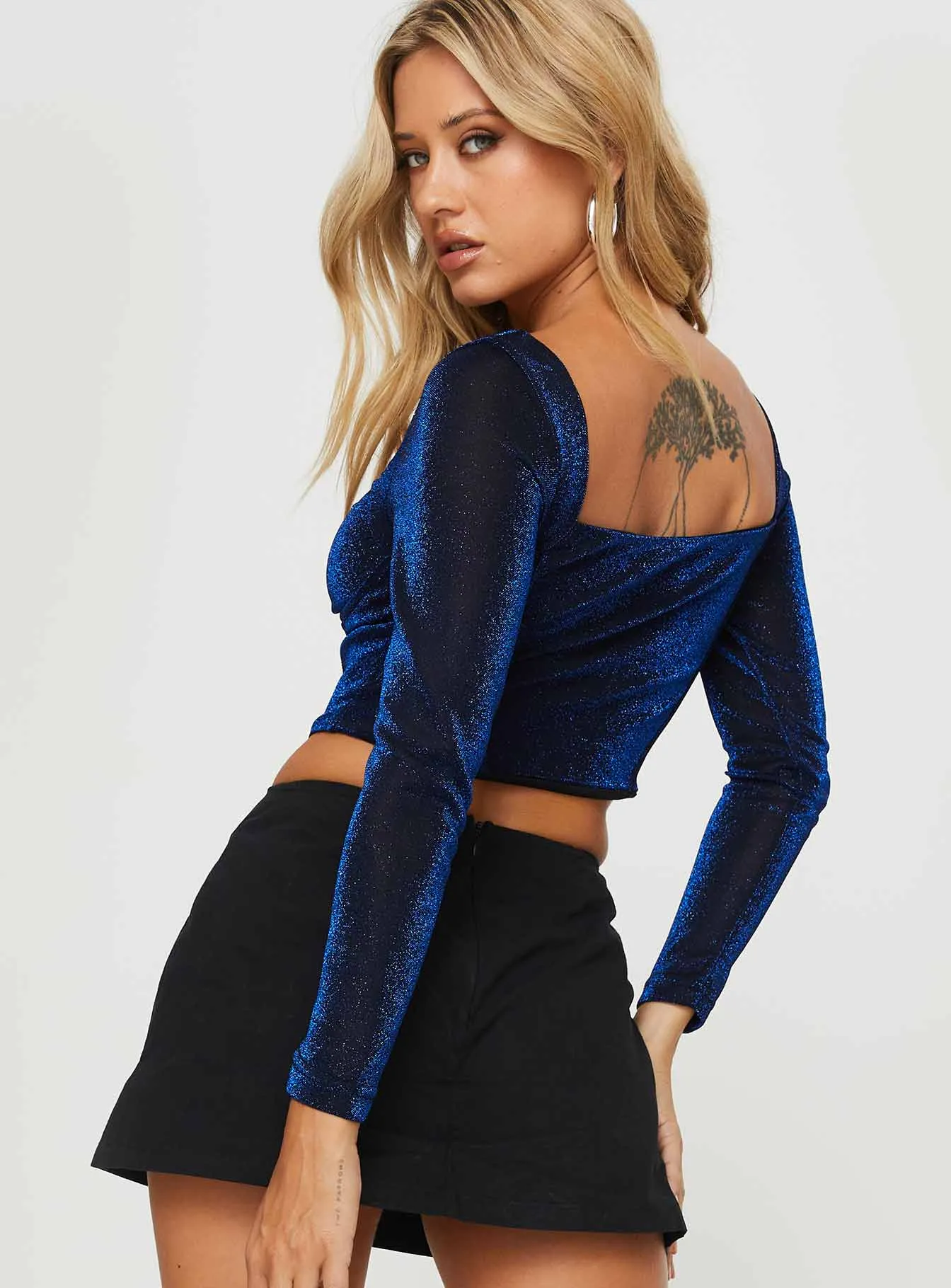 Bruna Long Sleeve Top Blue sold by Princess Polly product image thumbnail 4
