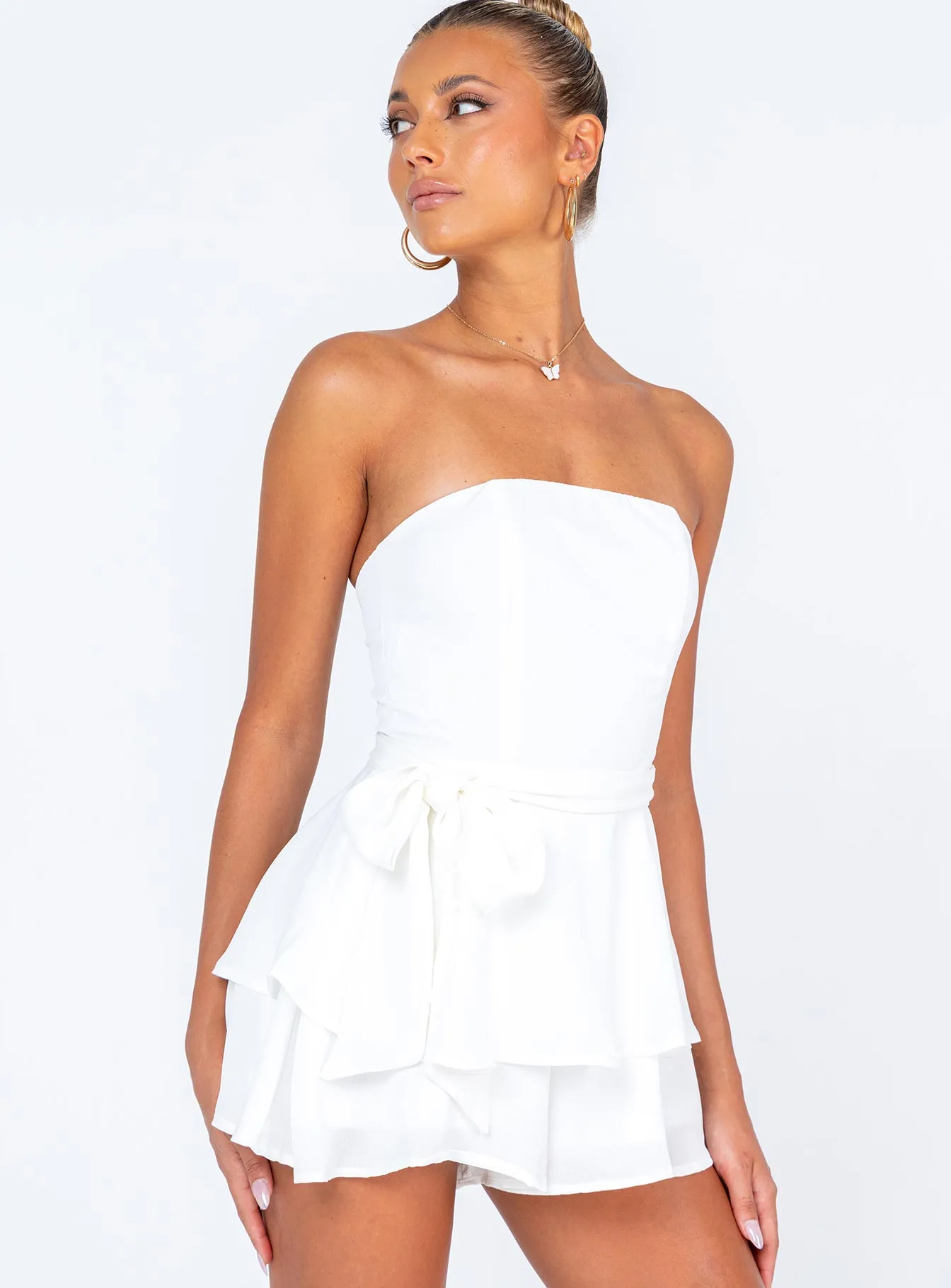 The Rolla Romper White Lower Impact sold by Princess Polly product image thumbnail 4