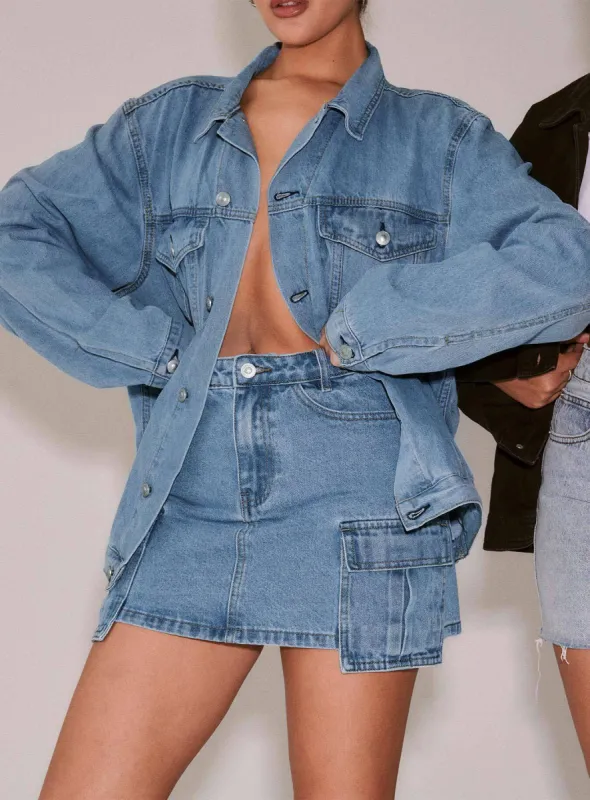 Maberley Denim Mini Skirt Mid Wash sold by Princess Polly