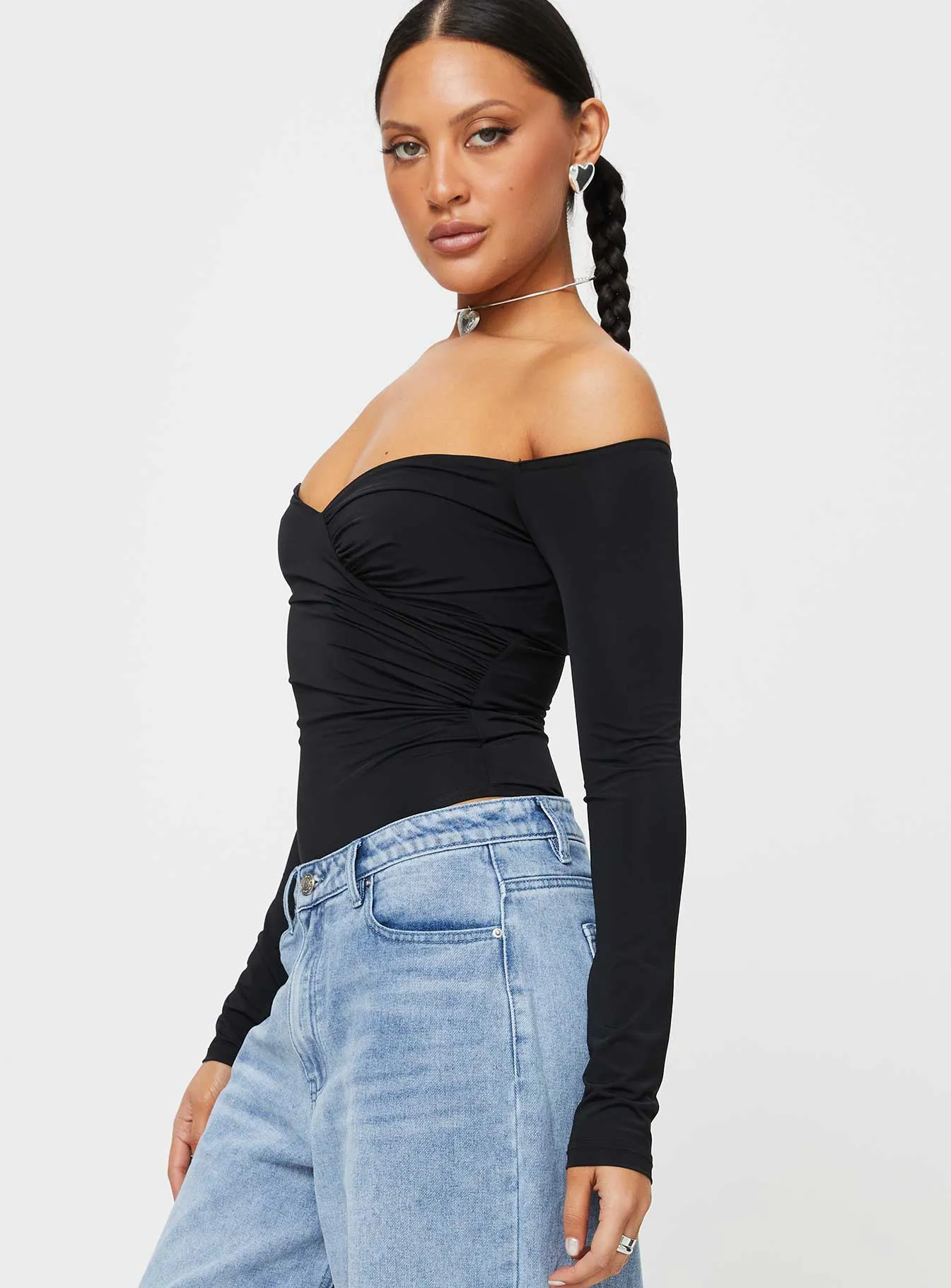 Tarine Wrap Bodysuit Black sold by Princess Polly product image thumbnail 4
