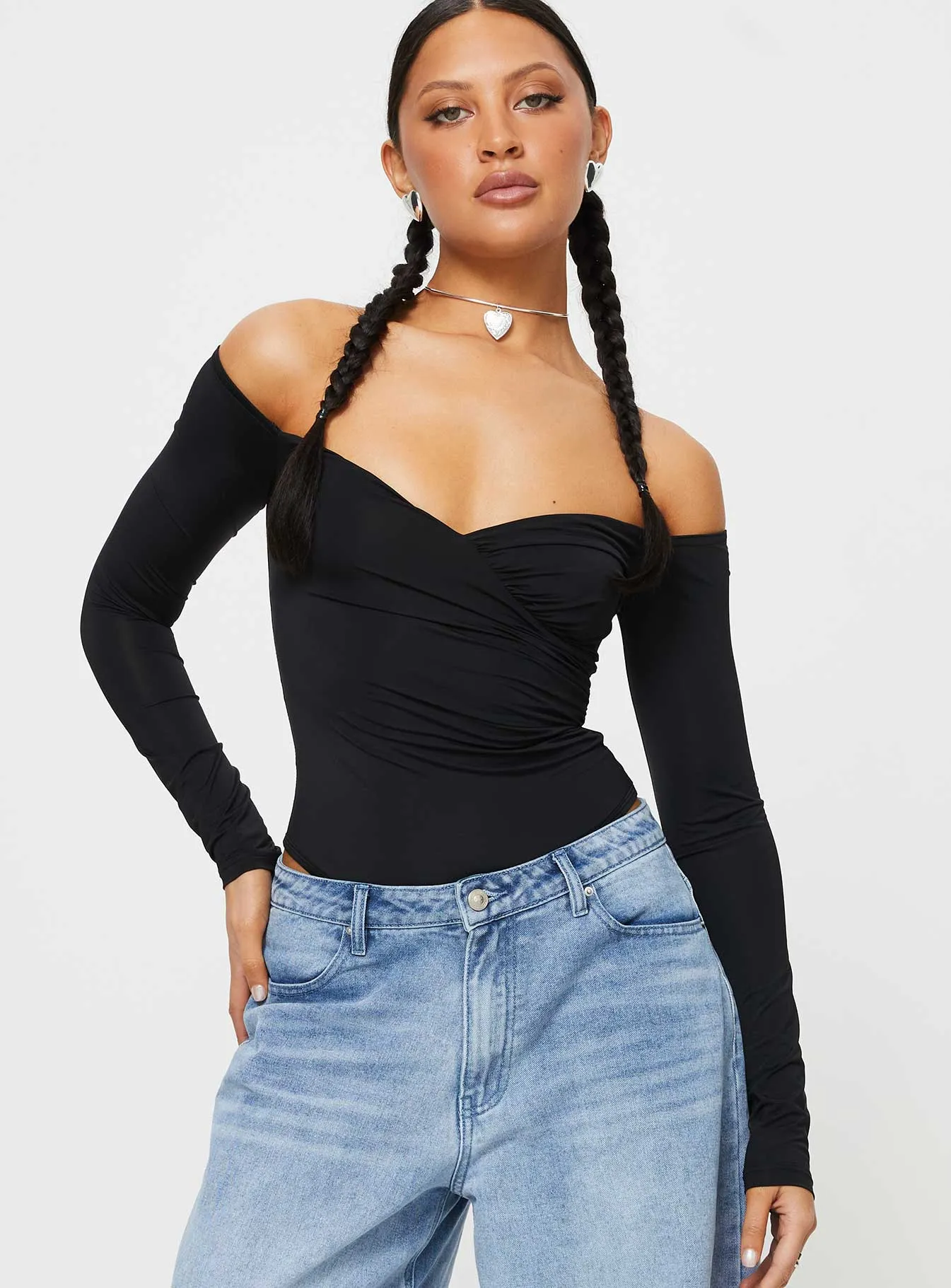 Tarine Wrap Bodysuit Black sold by Princess Polly product image thumbnail 2