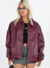 Goldsmith Faux Leather Bomber Jacket Burgundy sold by Princess Polly