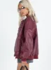 Goldsmith Faux Leather Bomber Jacket Burgundy sold by Princess Polly