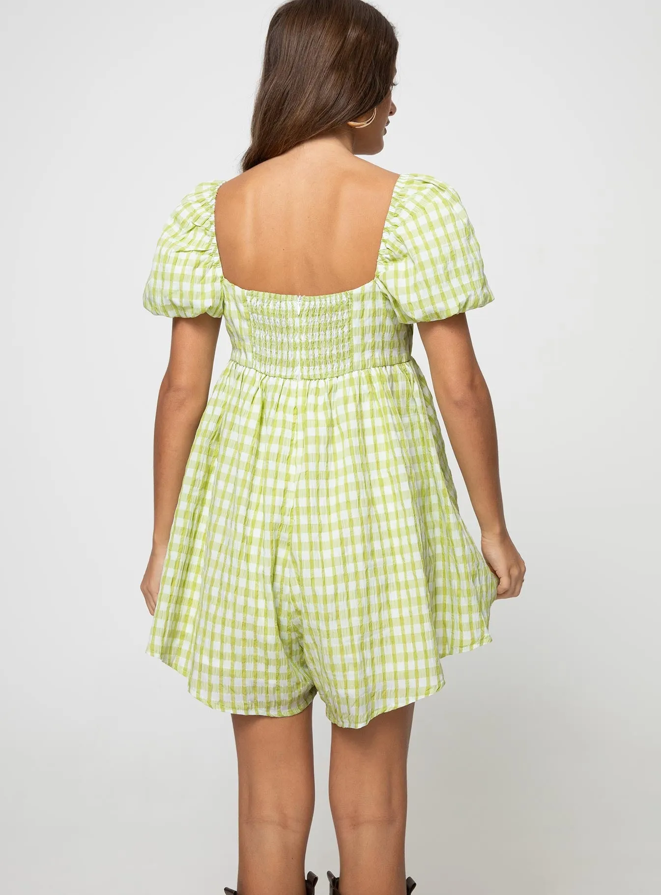 Lorna Check Romper Green sold by Princess Polly product image thumbnail 4