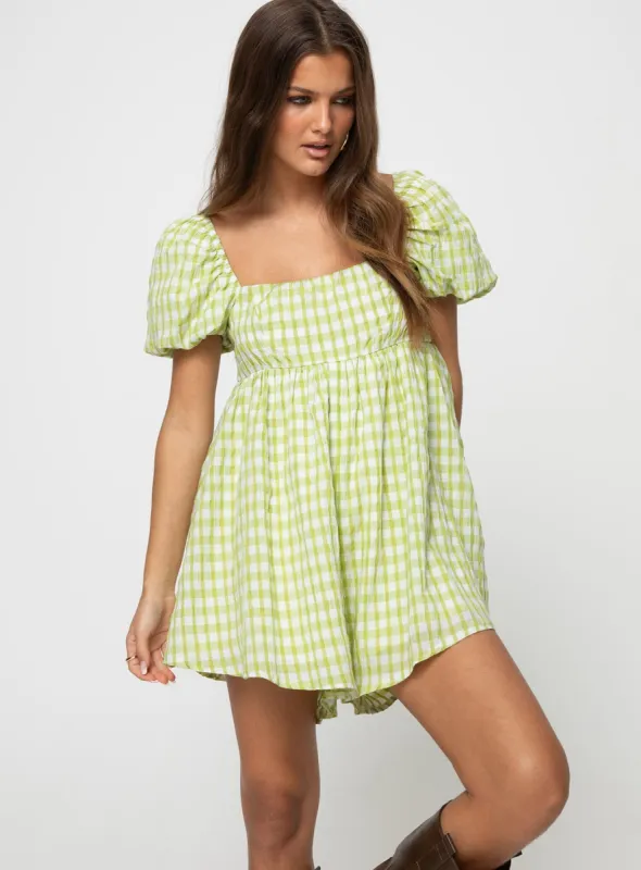 Lorna Check Romper Green sold by Princess Polly