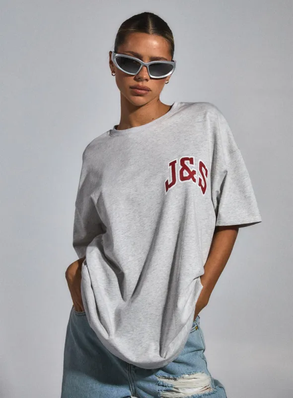 JGR & STN Major League Oversized Tee Snow Grey Marle made by Princess Polly