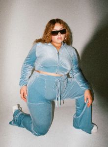 Velour Track Pant Blue Curve sold by Princess Polly