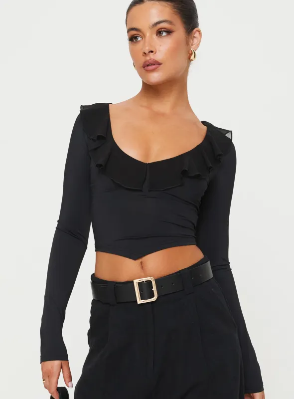 Cattrall Long Sleeve Top Black sold by Princess Polly