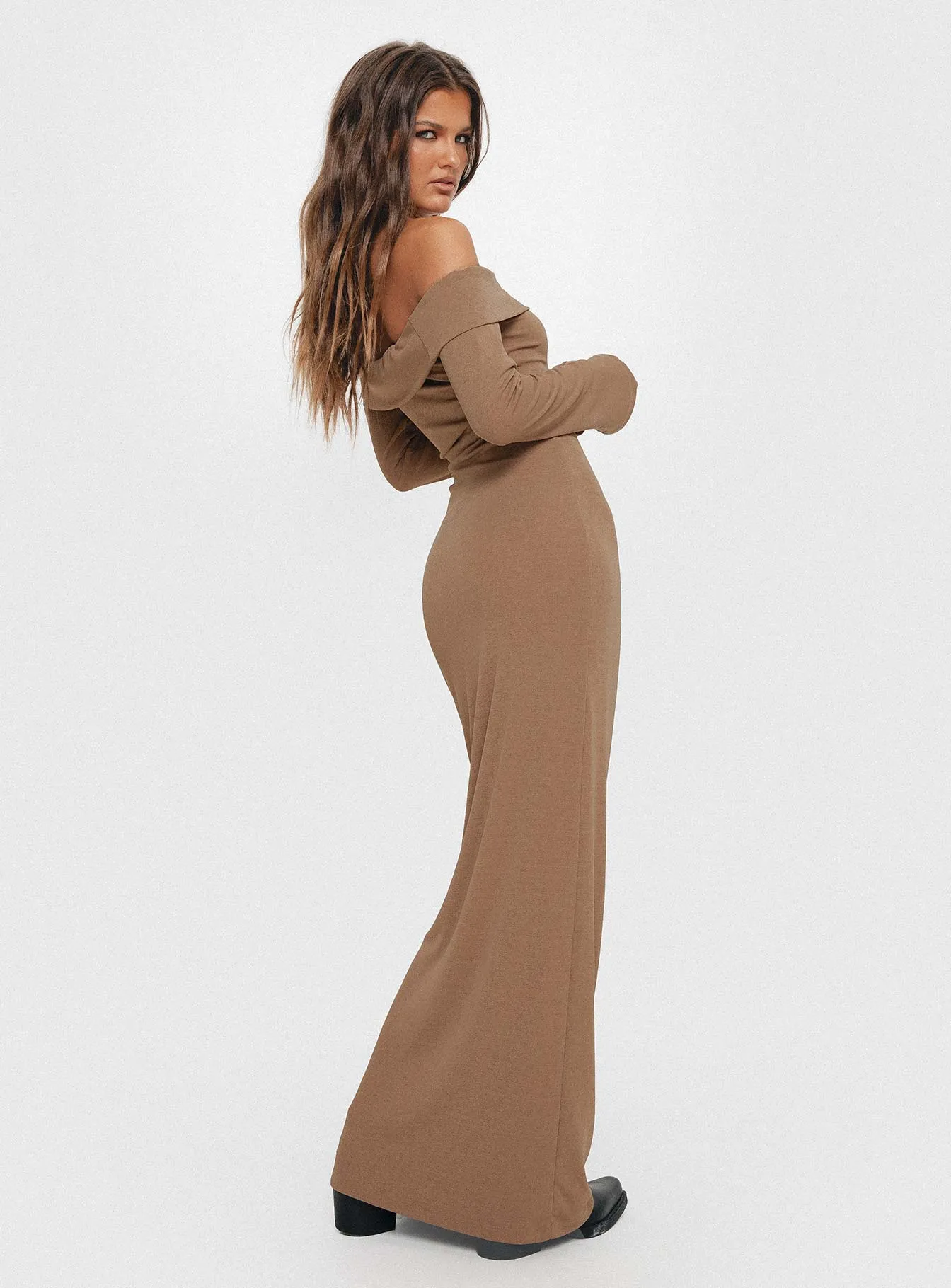 Maida Maxi Dress Light Brown sold by Princess Polly