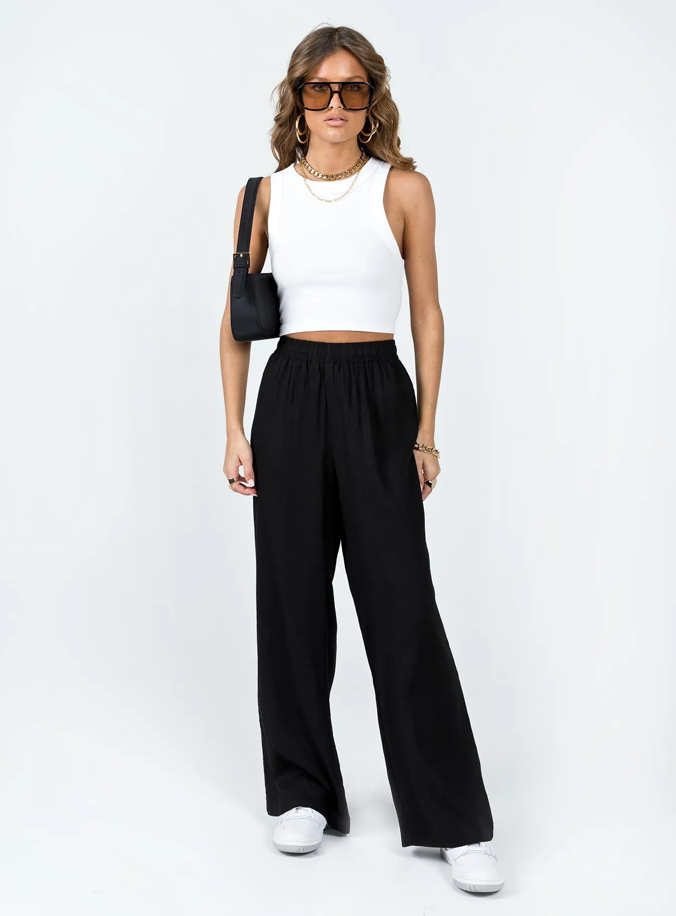 Louis Linen Blend Pants Black Lower Impact sold by Princess Polly product image thumbnail 3