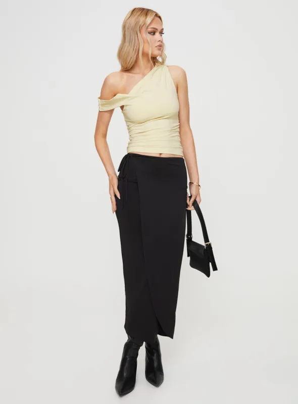 Callile Maxi Wrap Skirt Black sold by Princess Polly