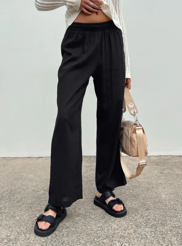 Louis Linen Blend Pants Black Lower Impact sold by Princess Polly