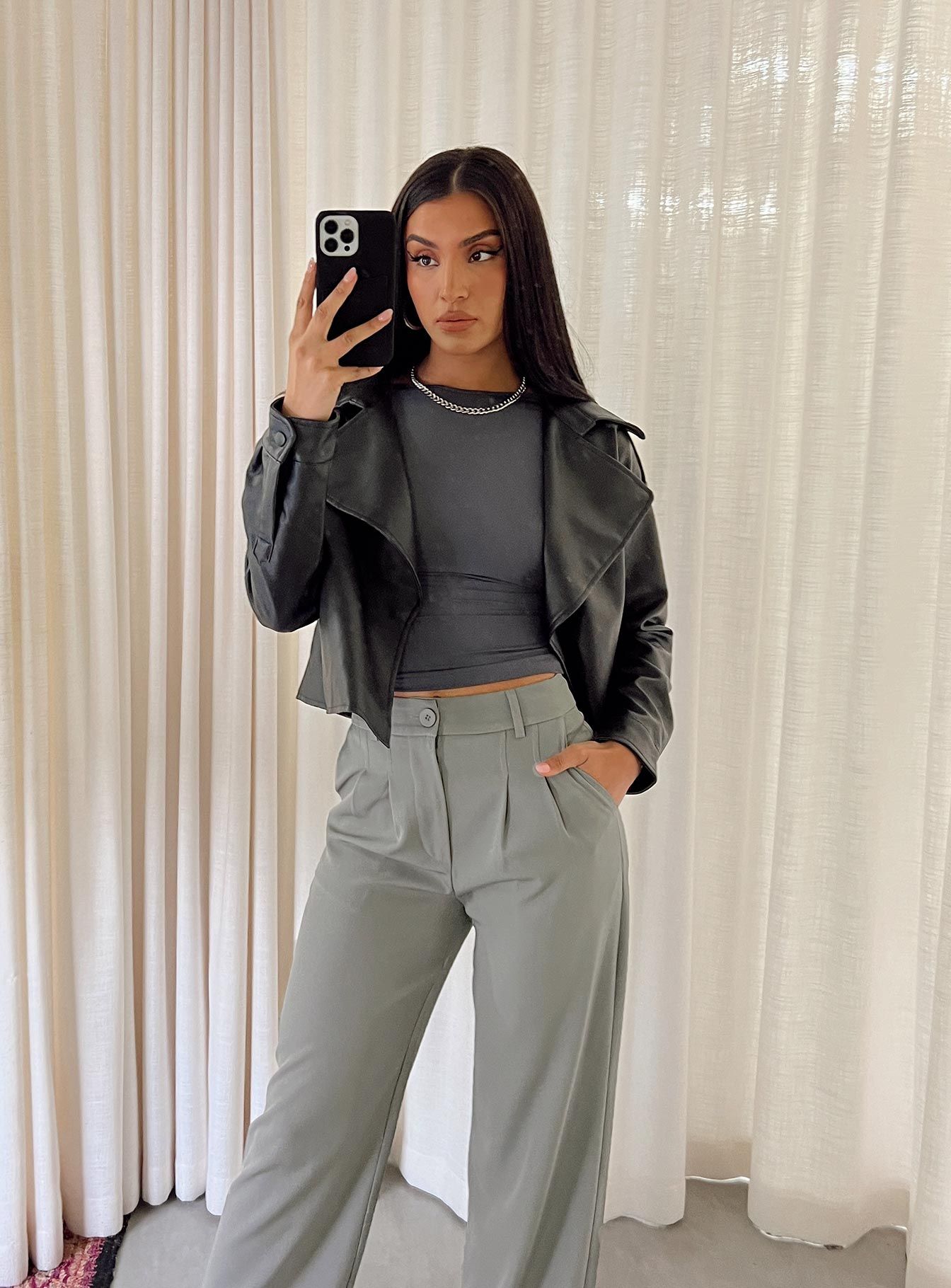 Redfern Faux Leather Jacket Black sold by Princess Polly