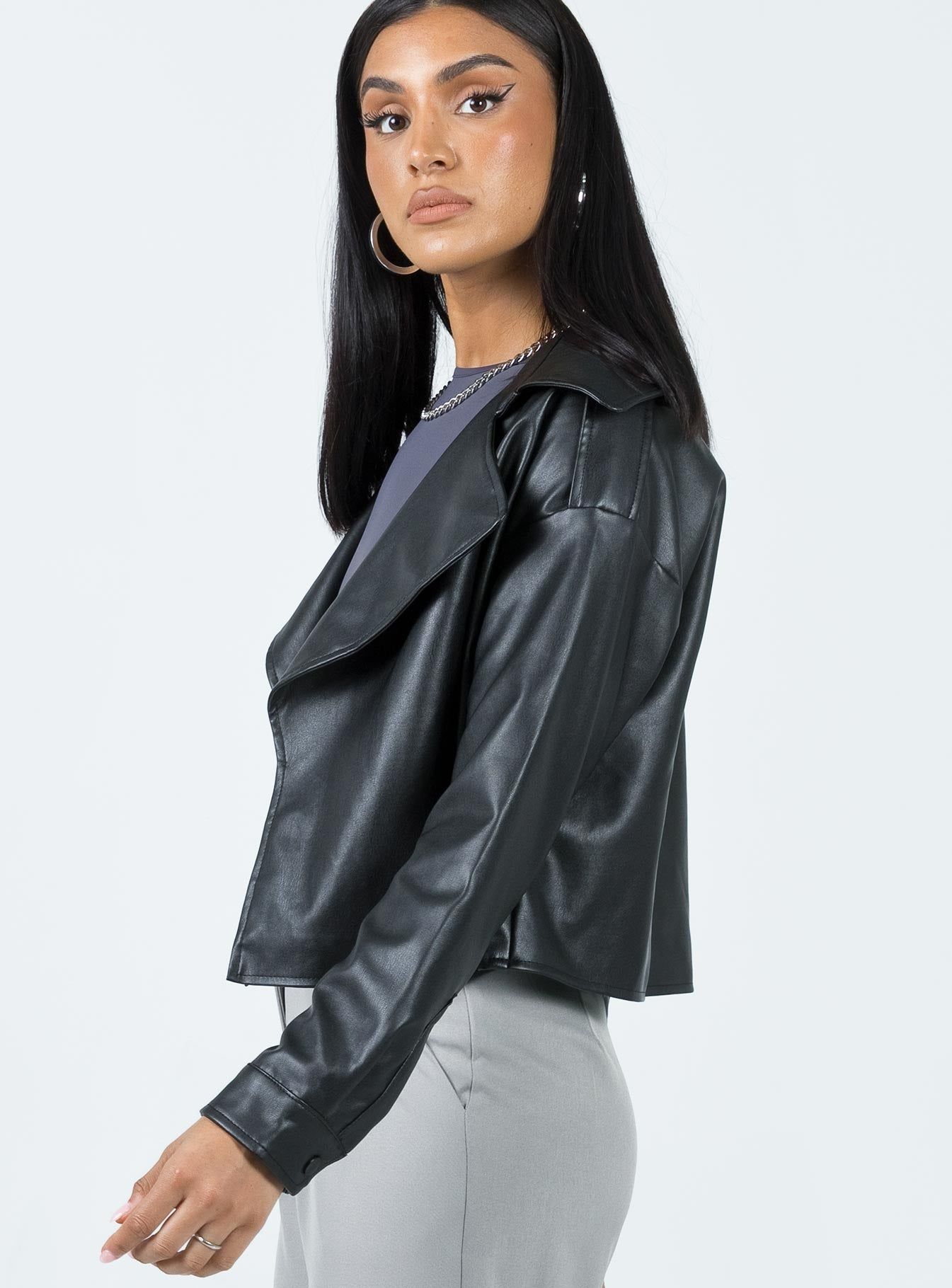 Redfern Faux Leather Jacket Black sold by Princess Polly product image thumbnail 4