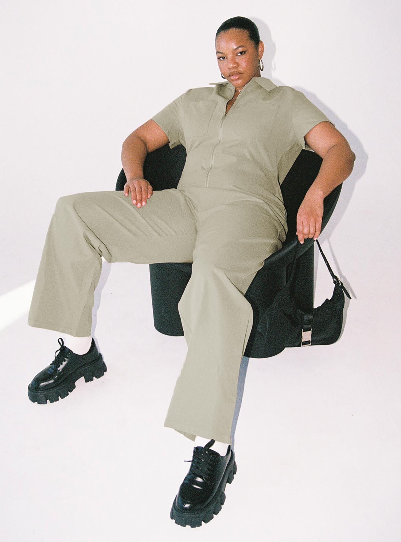 Loretta Jumpsuit Khaki Curve sold by Princess Polly