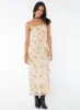Cartian Strapless Maxi Dress Cream / Pink Floral sold by Princess Polly