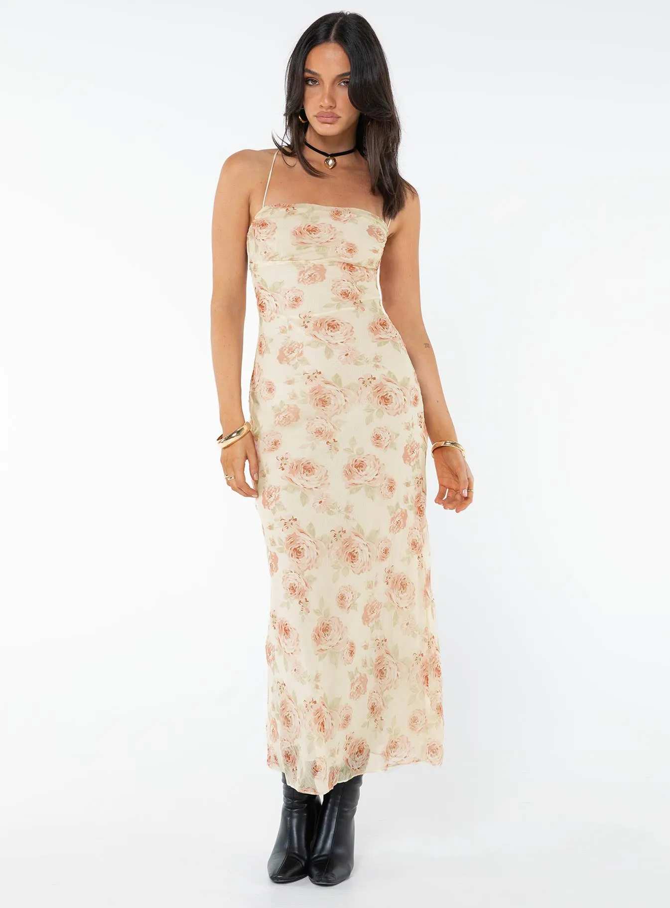 Cartian Strapless Maxi Dress Cream / Pink Floral sold by Princess Polly product image thumbnail 2
