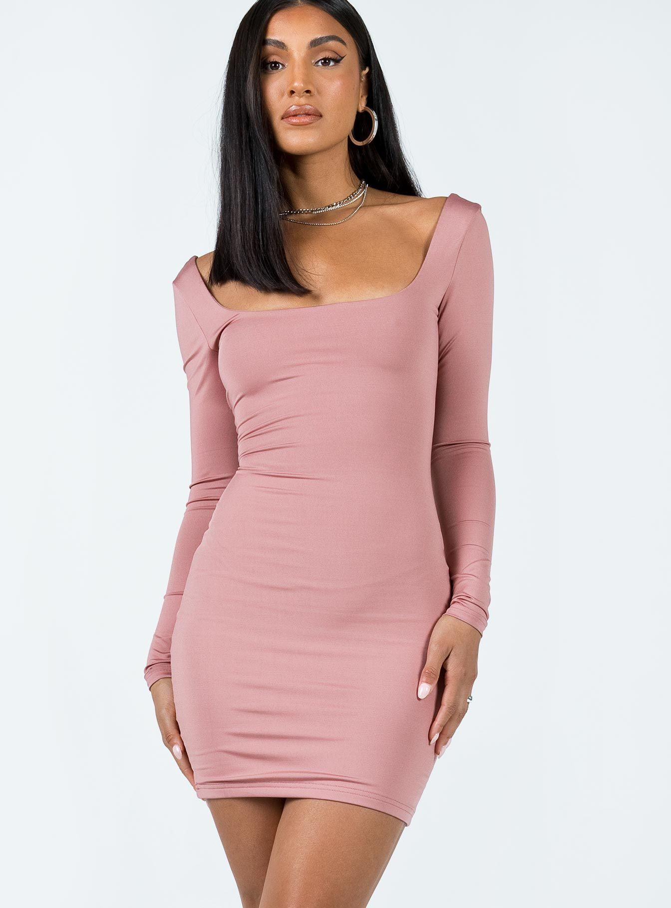 Maroy Long Sleeve Mini Dress Mauve sold by Princess Polly product image thumbnail 2