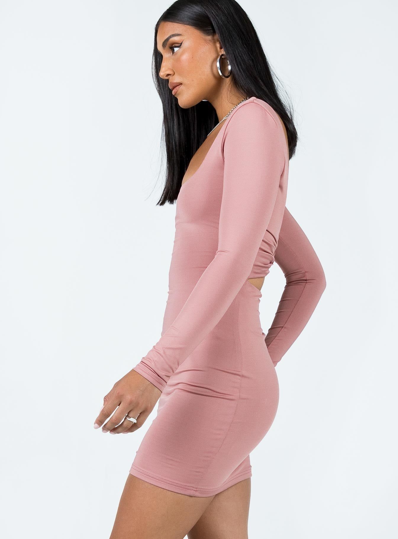 Maroy Long Sleeve Mini Dress Mauve sold by Princess Polly product image thumbnail 4