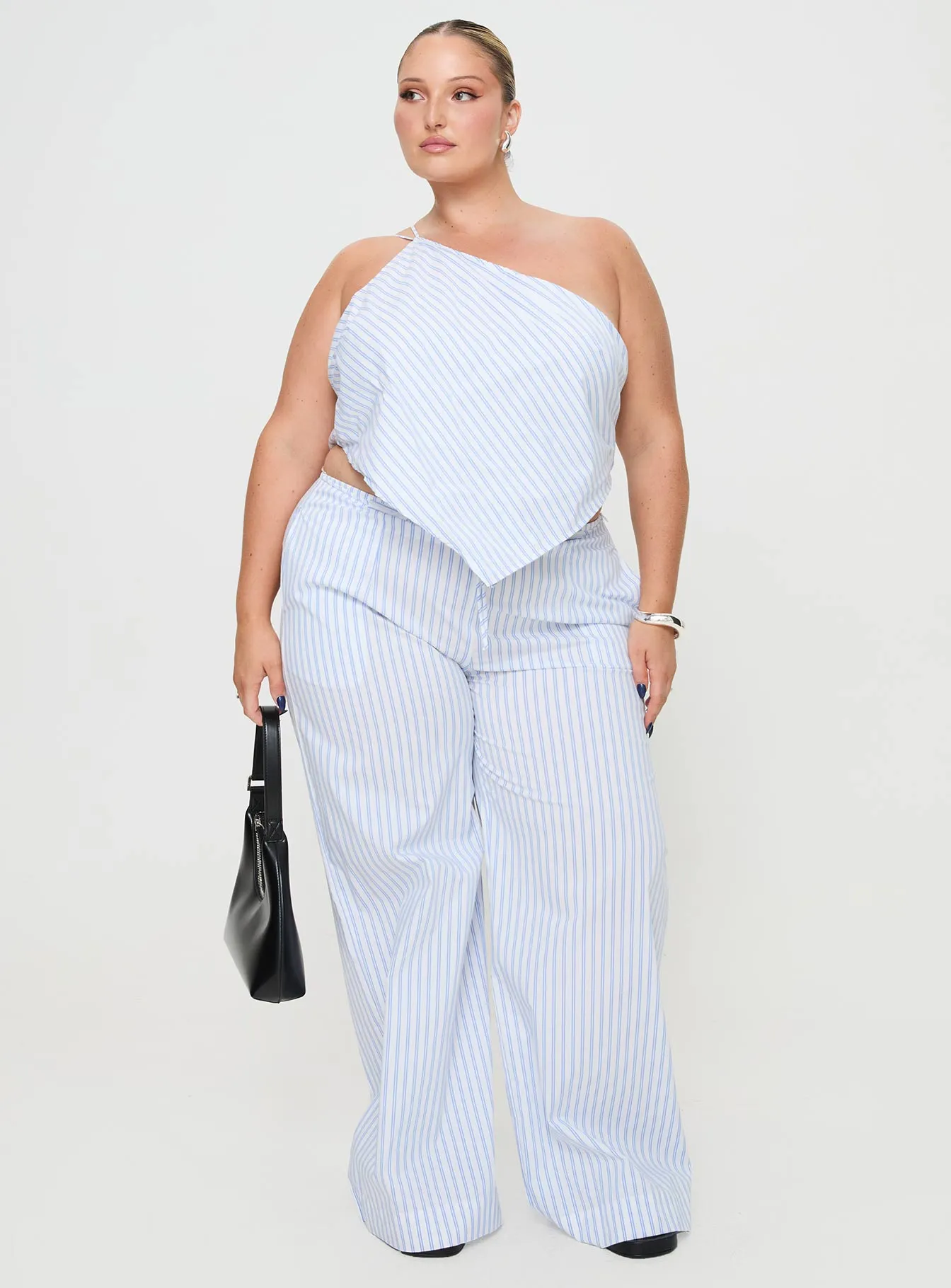 Collied Low Rise Pants Blue / White Stripe Curve sold by Princess Polly product image thumbnail 3