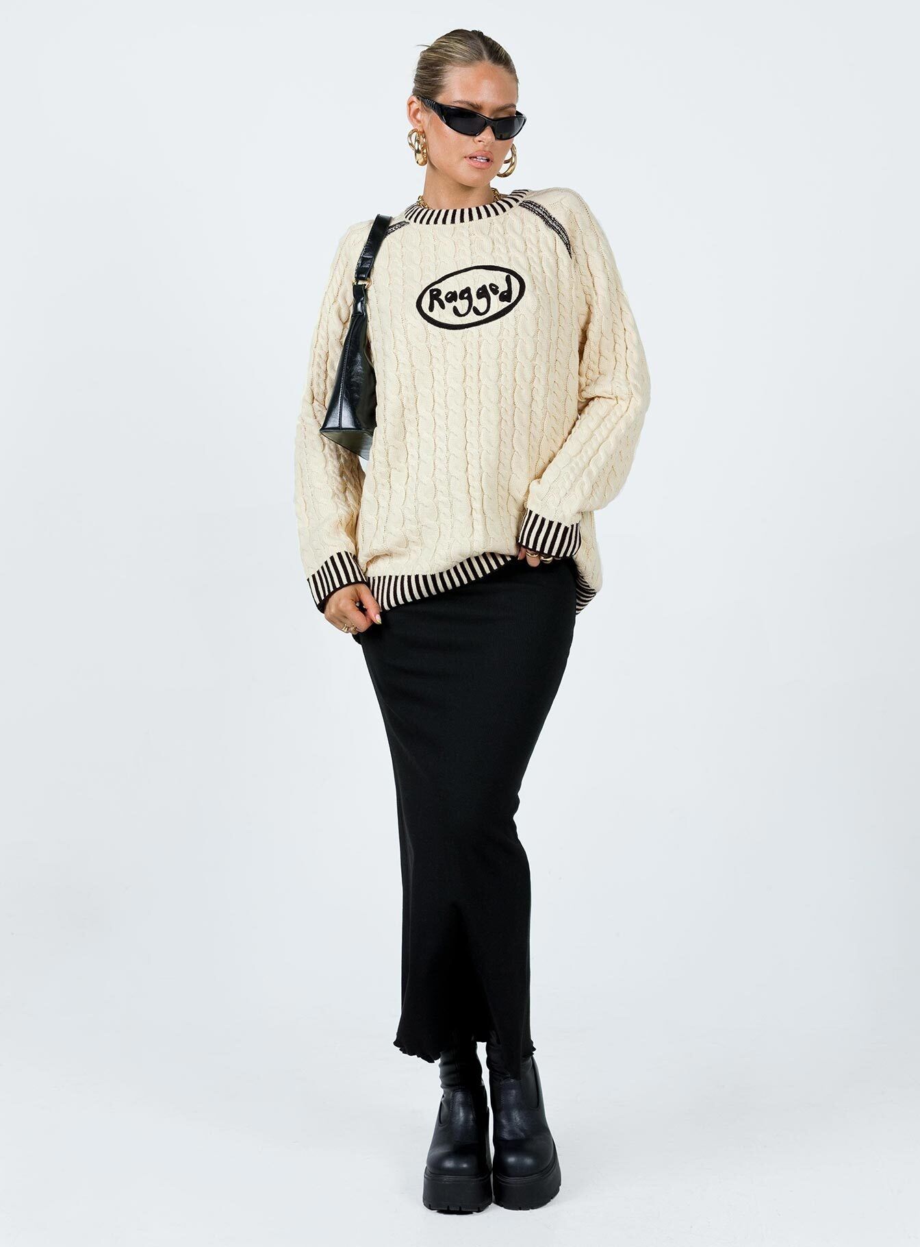 The Ragged Priest Cable Knit Sweater Cream sold by Princess Polly product image thumbnail 3