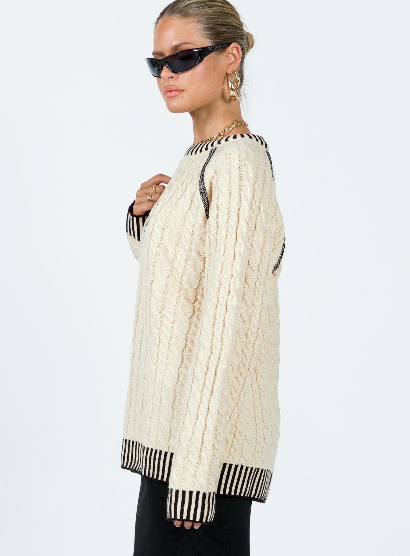 The Ragged Priest Cable Knit Sweater Cream sold by Princess Polly product image thumbnail 4