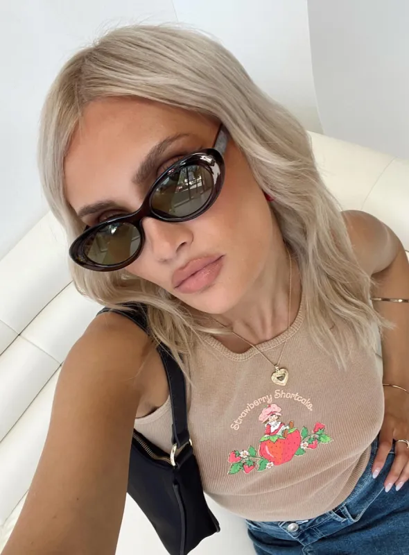 Jaquie Sunglasses Tort / Green sold by Princess Polly