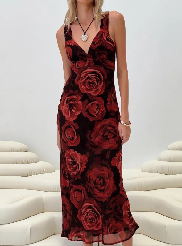 Maysa Rose Maxi Dress Black / Red sold by Princess Polly